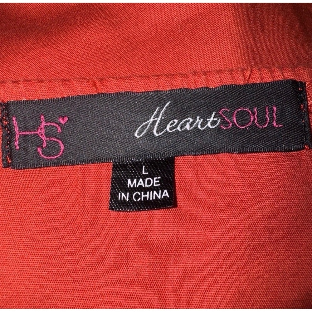 HeartSoul Halter Top Women Large Red Ruffle Neck Cotton Spandex Chic Blouse Boho - Picture 4 of 14